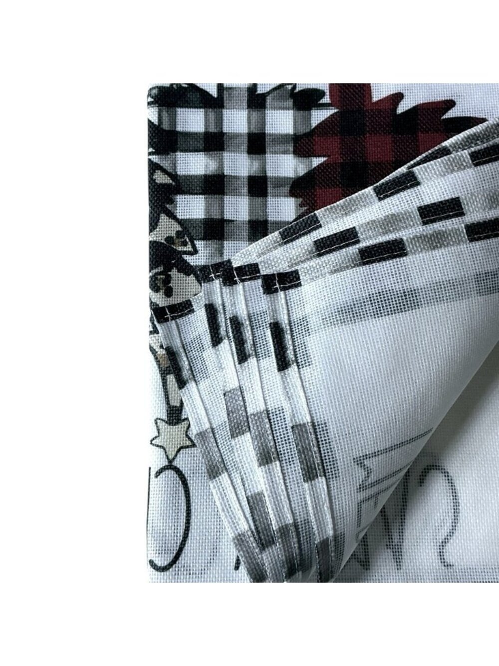 Christmas Placemats Trees Buffalo Plaid Placemats Black White 12 x 18 4 PC Set - Picture 7 of 16